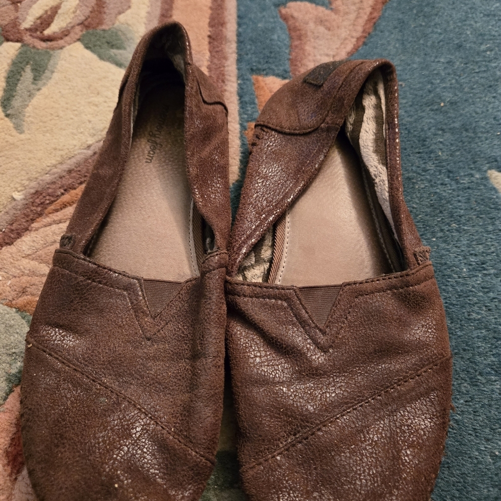 Skechers Bob's Brown Leather Slip-On Shoes size 11